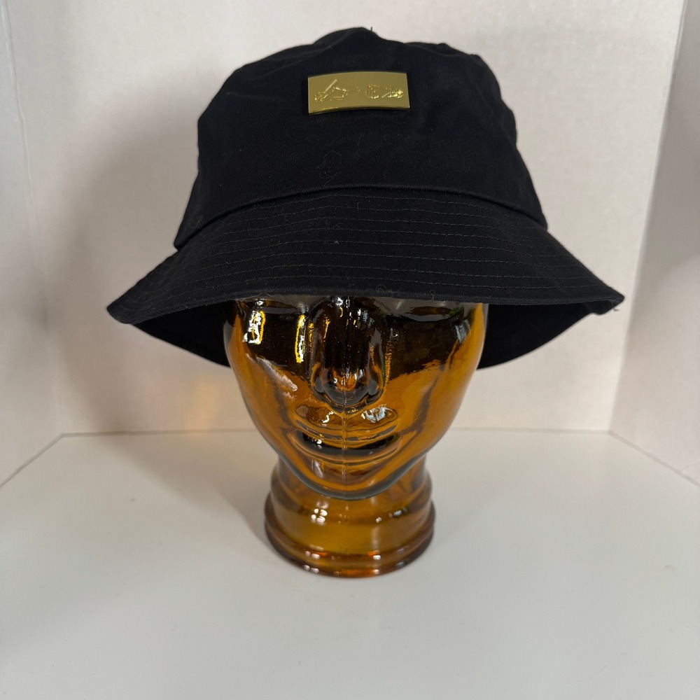 Run The Jewels Black Bucket Hat Gold Metal Logo Plate RTJ Hip Hop  L/XL 60cm